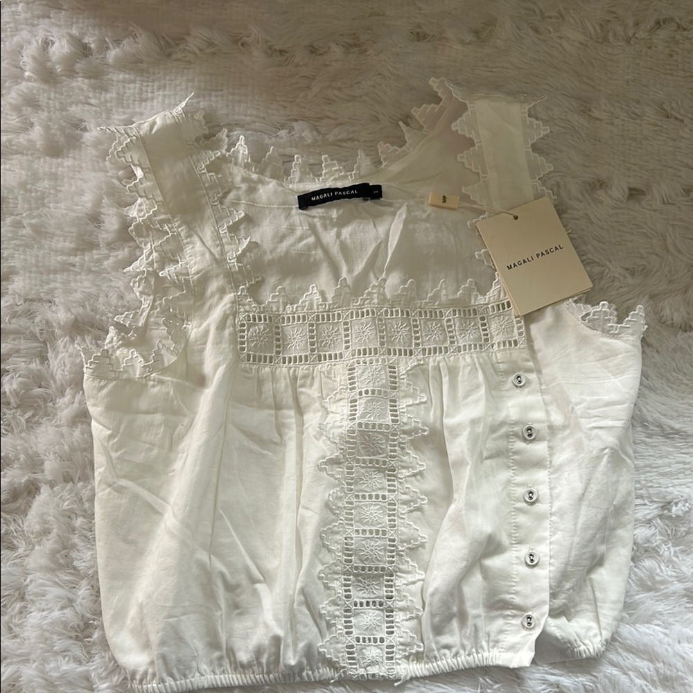 White Lace Trim Top